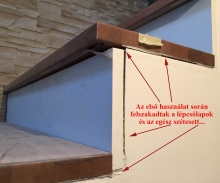 Elrontott fa lépcsőburkolat egy elrontott betonlépcsőn